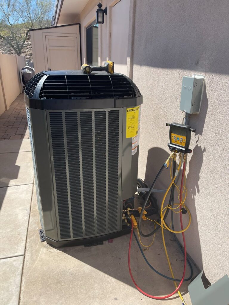 MaxFlow Heating and Cooling residential install of HVAC condenser