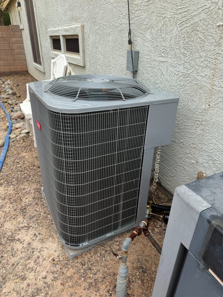 MaxFlow Heating and Cooling residential install of HVAC condenser