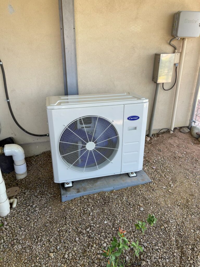 MaxFlow Heating and Cooling residential install of Minisplit HVAC condenser